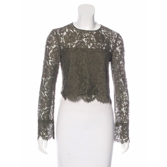 Diane Von Furstenberg Tops - DIANE VON FURSTENBERG Yeva Lace Olive Green Top